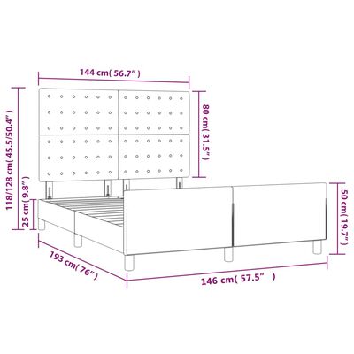 vidaXL Posteljni okvir brez vzmetnice temno moder 140x190 cm žamet