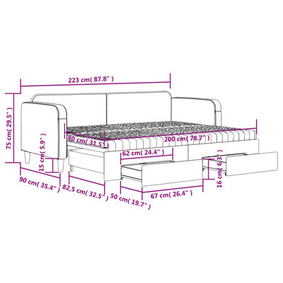 vidaXL Izvlečna dnevna postelja s predali taupe 80x200 cm blago