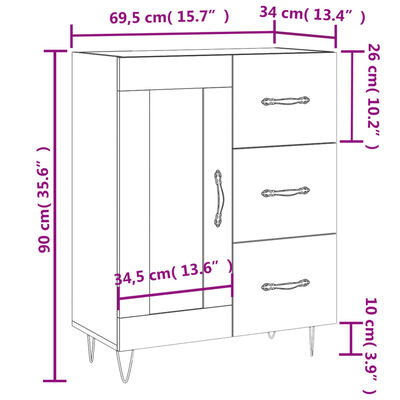 vidaXL Komoda betonsko siva 69,5x34x90 cm inženirski les