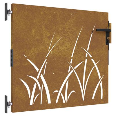 vidaXL Vrtna vrata 85x100 cm corten jeklo dizajn trave