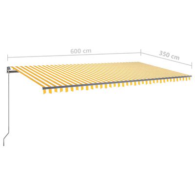 vidaXL Avtomatska tenda LED + senzor 600x350 cm rumena/bela