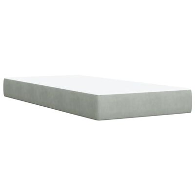 vidaXL Box spring postelja z vzmetnico svetlo siv 90x190 cm žamet