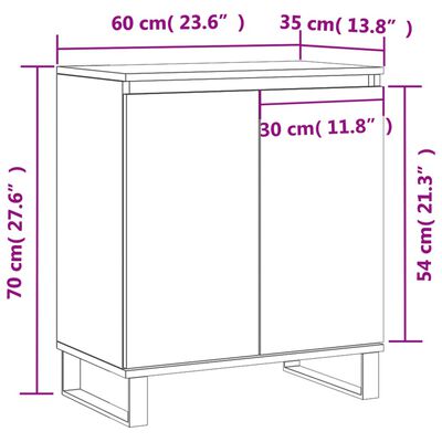 vidaXL Komoda visok sijaj bela 60x35x70 cm inženirski les