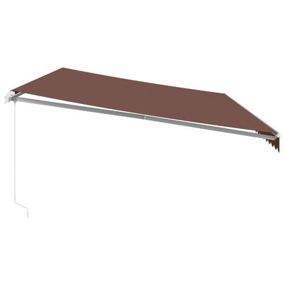 vidaXL Ročno zložljiva tenda z LED rjava 600x350 cm