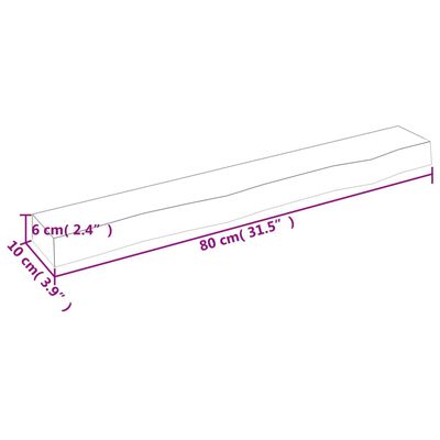 vidaXL Stenska polica temno rjava 80x10x6 cm trdna hrastovina