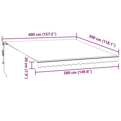 vidaXL Avtomatsko zložljiva tenda z LED antracit in bela 400x300 cm