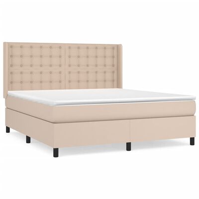 vidaXL Box spring postelja z vzmetnico kapučino 160x200cm umetno usnje