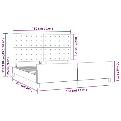 vidaXL Posteljni okvir z vzglavjem bel 180x200 cm umetno usnje