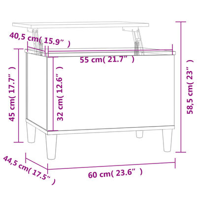 vidaXL Klubska mizica dimljeni hrast 60x44,5x45 cm inženirski les