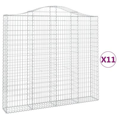 vidaXL Obokane gabion košare 11 kosa 200x30x180/200cm pocinkano železo