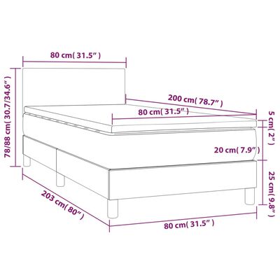 vidaXL Box spring postelja z vzmetnico temno siva 80x200 cm žamet