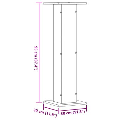 vidaXL Stojalo za zvočnike 2 kosa dimljen hrast 30x30x95 cm inž. les