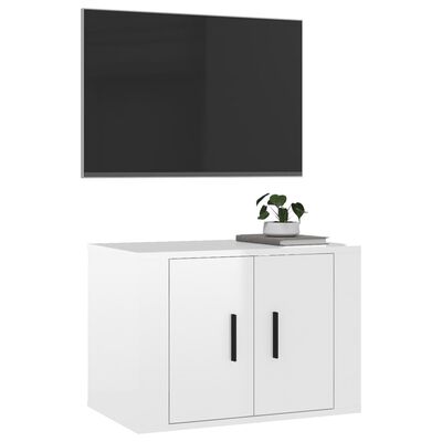 vidaXL Stenska TV omarica visok sijaj bela 57x34,5x40 cm