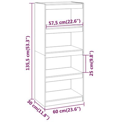 vidaXL Knjižna omara / pregrada bela 60x30x135,5 cm trden les