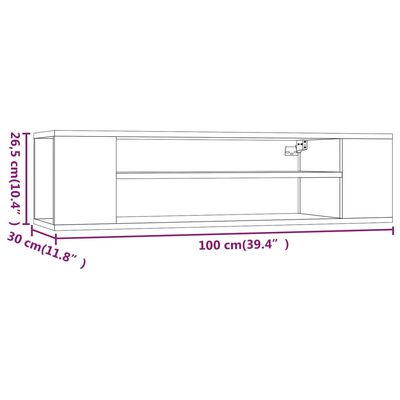 vidaXL Viseča TV omarica siva sonoma 100x30x26,5 cm inženirski les