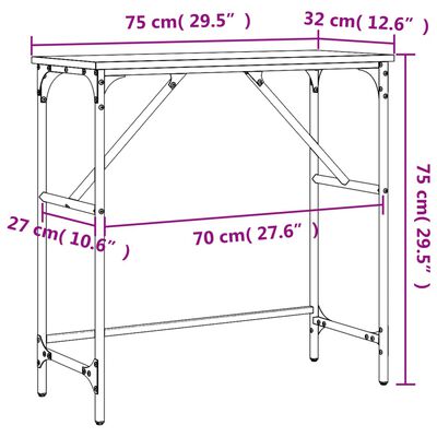 vidaXL Konzolna mizica rjav hrast 75x32x75 cm inženirski les