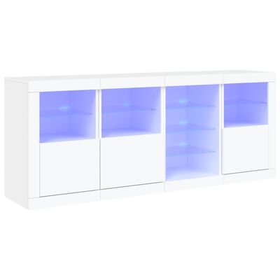 vidaXL Komoda z LED diodami bela 164x37x67 cm