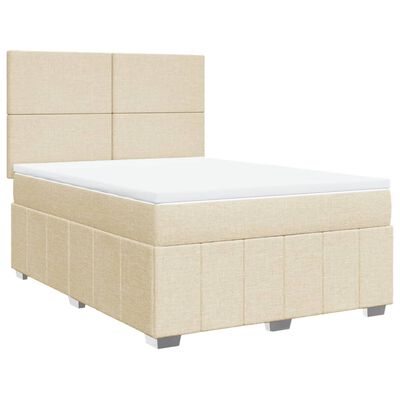 vidaXL Box spring postelja z vzmetnico krem 160x200 cm blago