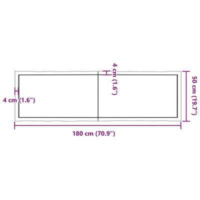 vidaXL Mizna plošča 180x50x(2-6) cm neobdelana hrastovina naraven rob