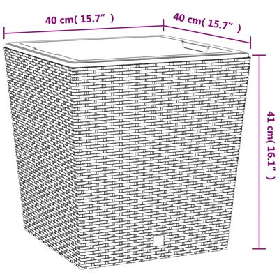 vidaXL Korito z odstranljivo notranjostjo rjavo 37 / 64 L PP ratan