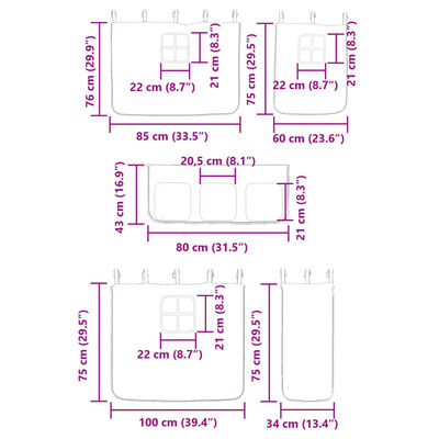 vidaXL Pograd z zavesami moder 90x190 cm trdna borovina