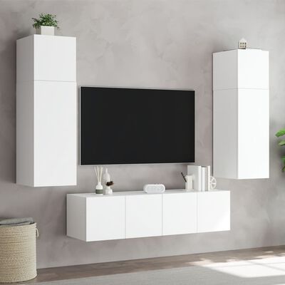 vidaXL Stenska TV omarica z LED lučkami bela 80x35x31 cm