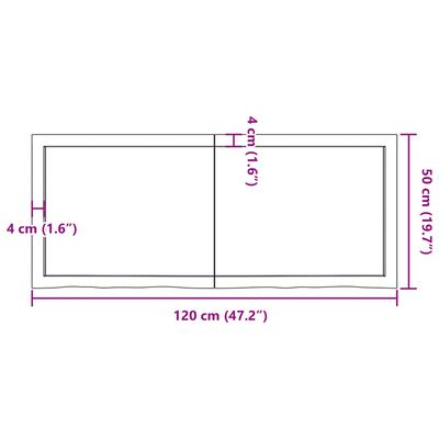 vidaXL Mizna plošča 120x50x(2-4) cm neobdelana trdna hrastovina