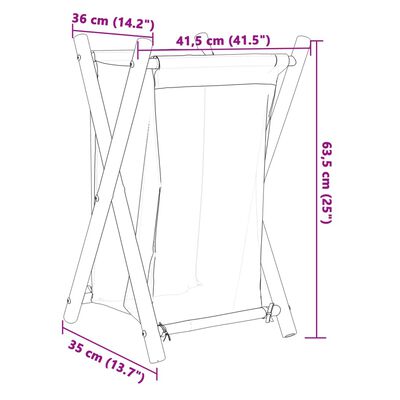 vidaXL Košara za perilo kremno bela 41,5x36x63,5 cm bambus