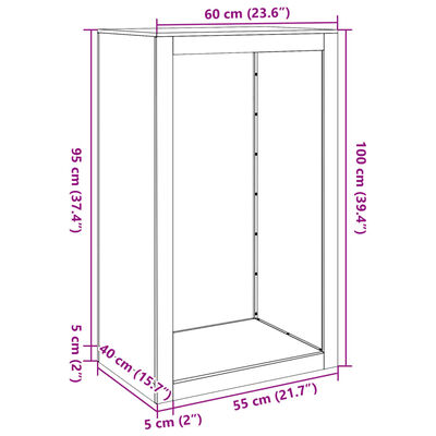 vidaXL Stojalo za drva belo 60x40x100 cm jeklo