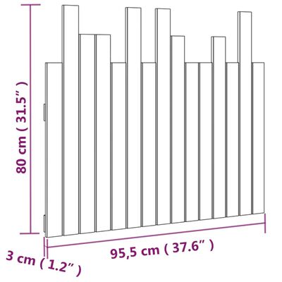 vidaXL Stensko posteljno vzglavje 95,5x3x80 cm trdna borovina