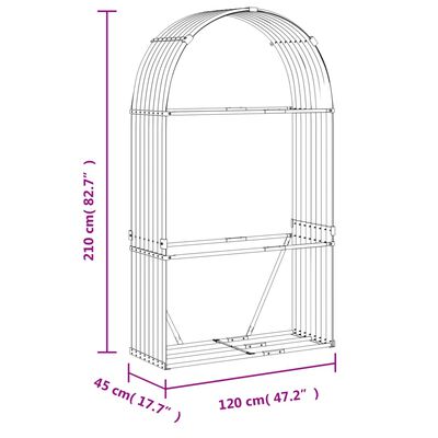 vidaXL Nosilec za polena antraciten 120x45x210 cm pocinkano jeklo