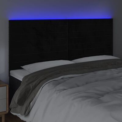 vidaXL LED posteljno vzglavje črno 160x5x118/128 cm žamet