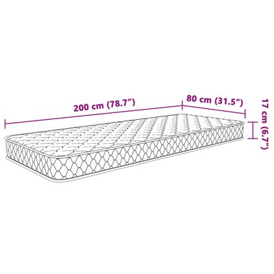 vidaXL Vzmetnica s spominsko peno bela 80x200x17 cm