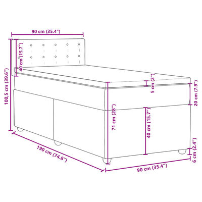 vidaXL Box spring postelja z vzmetnico krem 90x190 cm blago