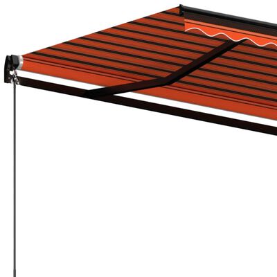 vidaXL Ročno zložljiva tenda 450x350 cm oranžna in rjava