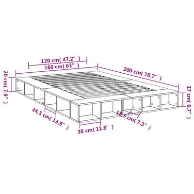 vidaXL Posteljni okvir sonoma hrast 160x200 cm inženirski les