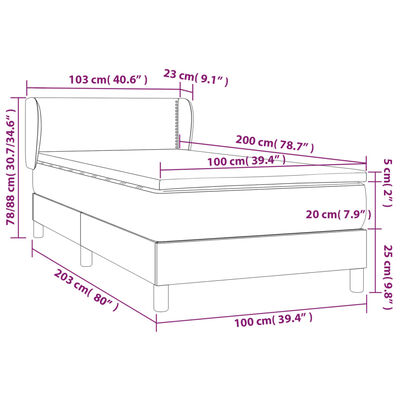 vidaXL Box spring postelja z vzmetnico roza 100x200 cm žamet