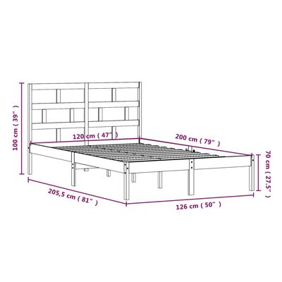 vidaXL Posteljni okvir iz borovine 120x200 cm