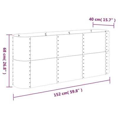 vidaXL Visoka greda iz prašno premazanega jekla 152x40x68 cm zelena