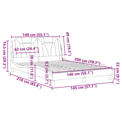 vidaXL Posteljni okvir z vzglavjem črn 140x200 cm umetno usnje