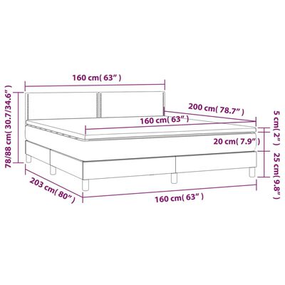 vidaXL Box spring postelja z vzmetnico LED črna 160x200 cm um. usnje