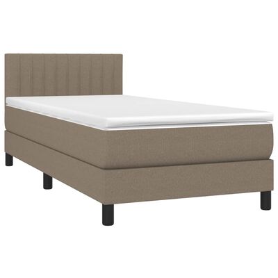 vidaXL Box spring postelja z vzmetnico LED taupe 90x200 cm blago