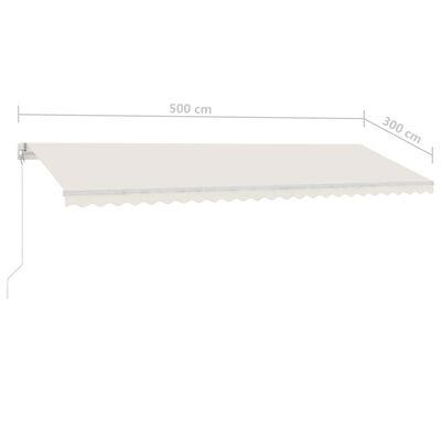 vidaXL Ročno zložljiva tenda z LED lučmi 500x300 cm krem