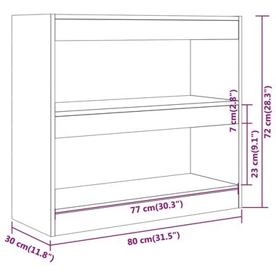 vidaXL Knjižna omara/pregrada sonoma hrast 80x30x72 cm iverna plošča