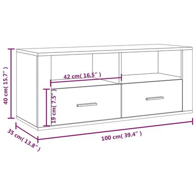 vidaXL TV omarica siva sonoma 100x35x40 cm inženirski les