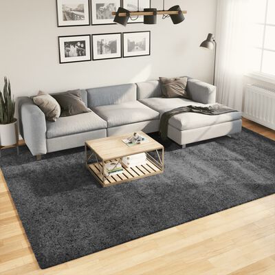 vidaXL Preproga OVIEDO s kratkimi vlakni antracitna 240x340 cm