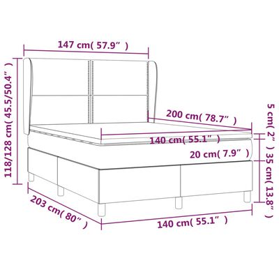 vidaXL Box spring postelja z vzmetnico kapučino 140x200cm umetno usnje