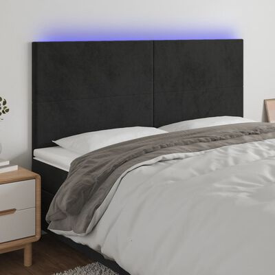 vidaXL LED posteljno vzglavje črno 160x5x118/128 cm žamet