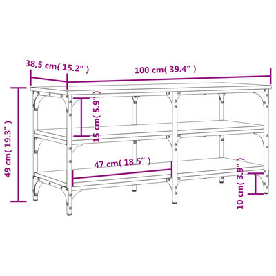 vidaXL Klop za čevlje siva sonoma 100x38,5x49 cm inženirski les