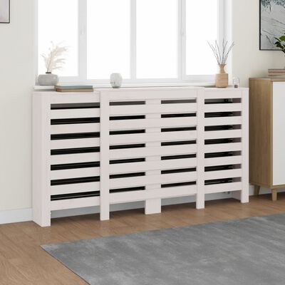 vidaXL Pokrov za radiator bela 210x21x85 cm trdna borovina